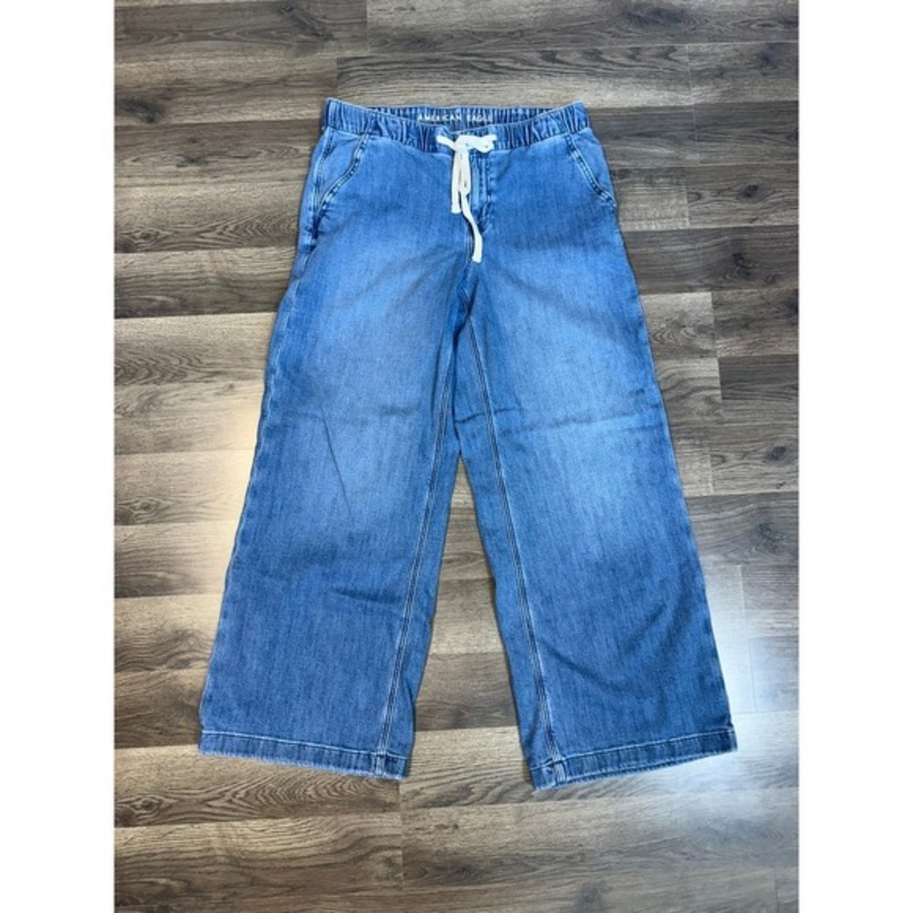 American Eagle Low Rise Ultra Wide Leg Jeans Medium Wash Stretch Small